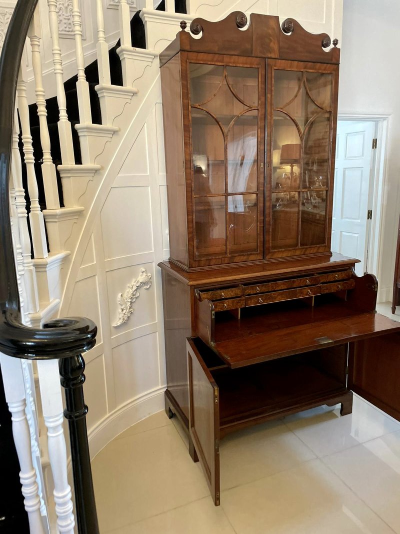 Outstanding Quality Antique Regency Mahogany Secretaire Bookcase - Image 16